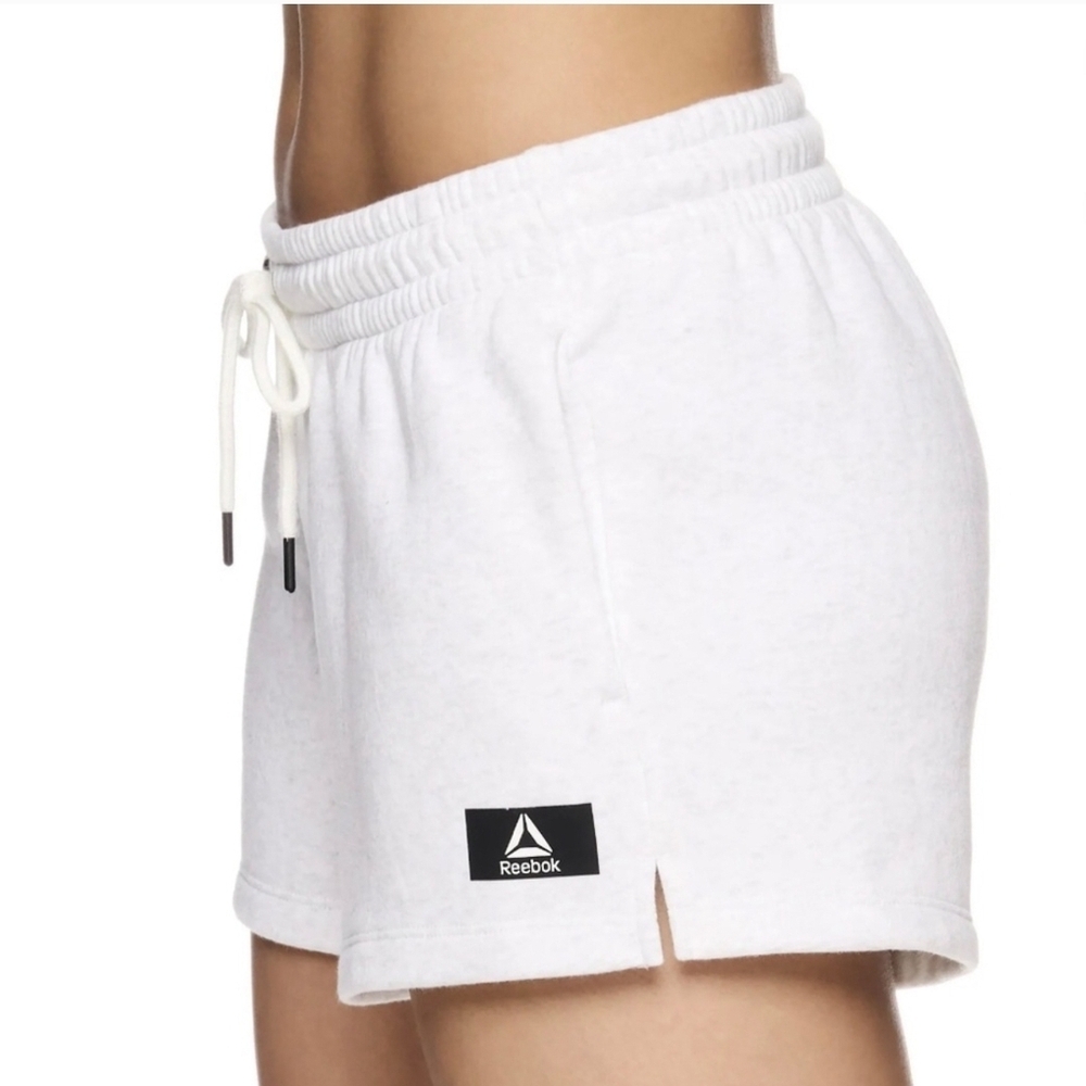 Reebok White Athletic Shorts Relaxed Fit Drawstring